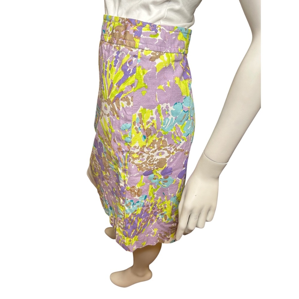 Talbots Garden Floral Canvas Skirt Size 8 Purple Cotton - Picture 5 of 13